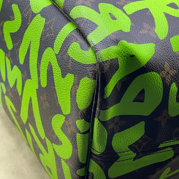 Louis Vuitton x Stephen Sprouse Graffiti Neverfull Gm Neon Green Tote Bag Rare - Picture 10 of 16